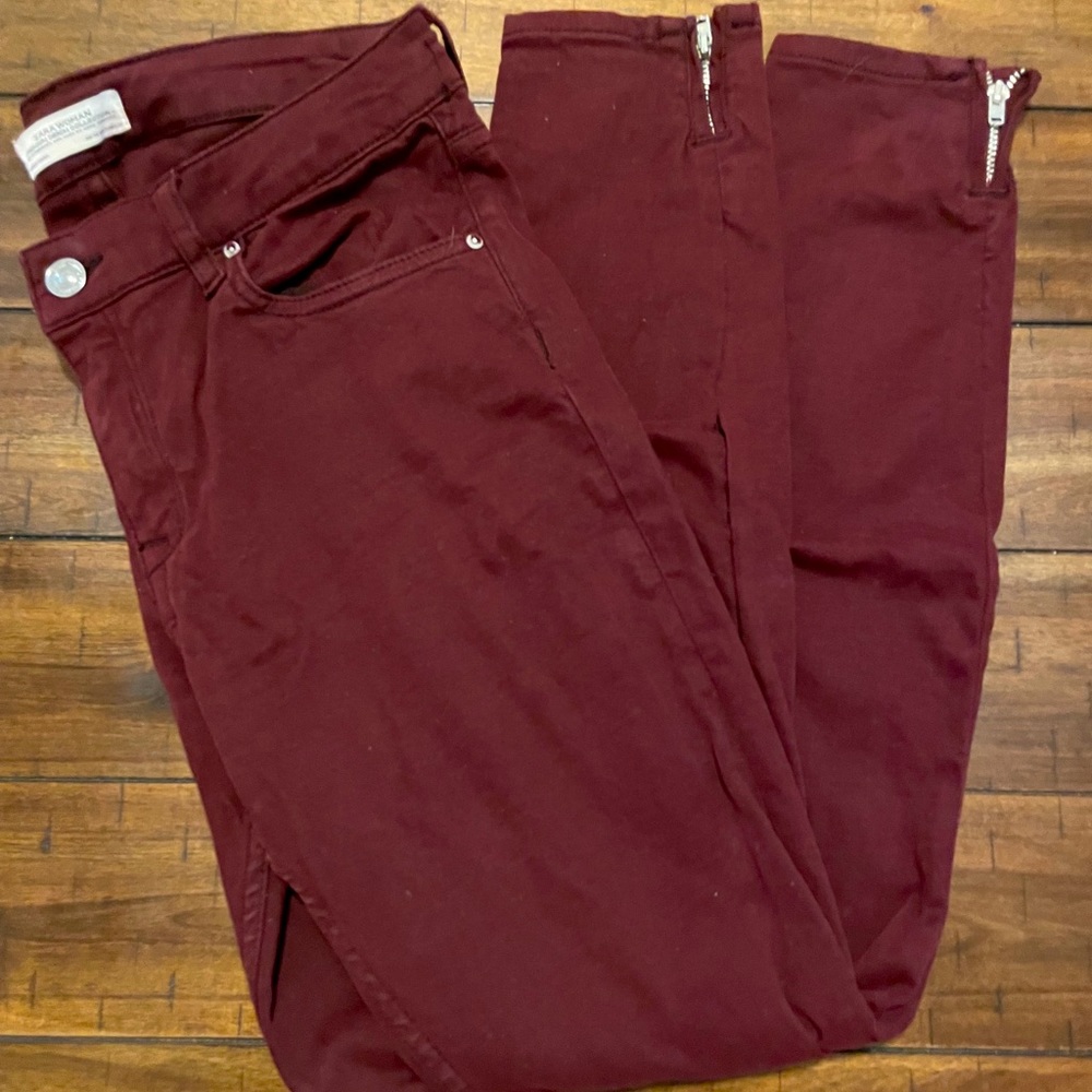 ZARA mid rise burgundy denim Size 36/4